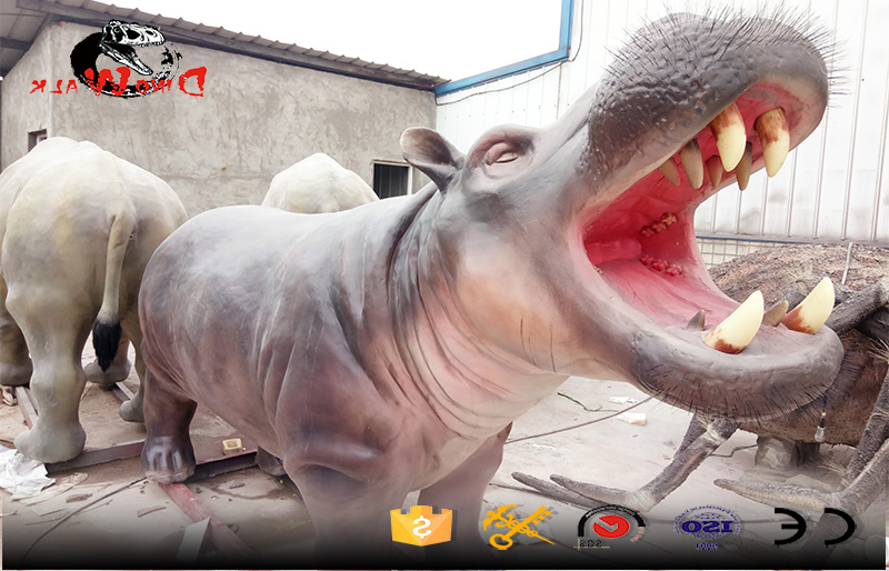 fiberglass hippo for museum and park