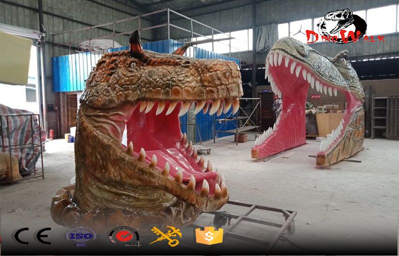 Gigantic fiberglass dinosaur's head amusement park