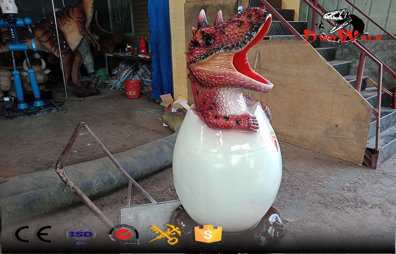 red dinosaur shape fiberglass trash cans