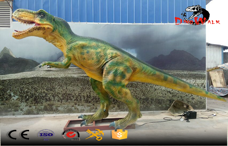 small size animatronic T-rex color green with cool movement