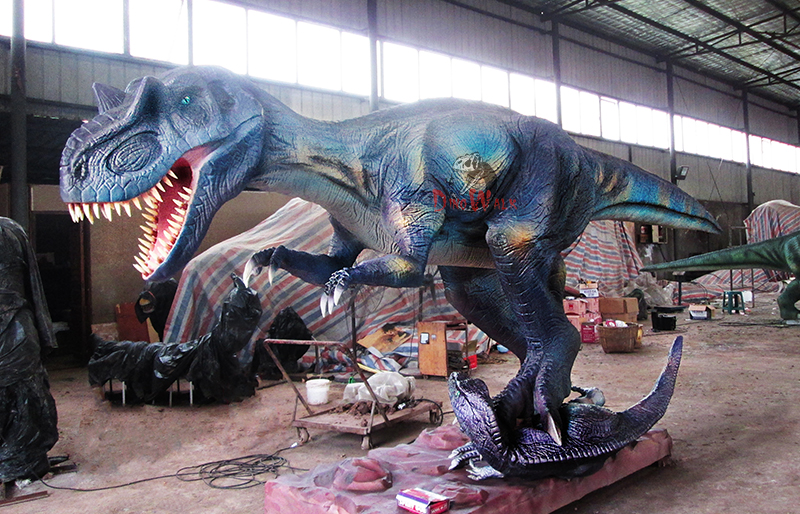 color blue animatronic Allosaurus dinosaur for park