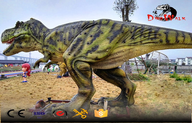 color green animatronic T-rex outdoor attractive display