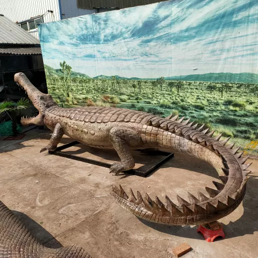 Life Size Artificial Fiberglass Crocodile Model for Outdoor Decoration