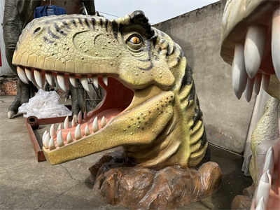 amusement photo taking fiberglass dinosaur head for sale