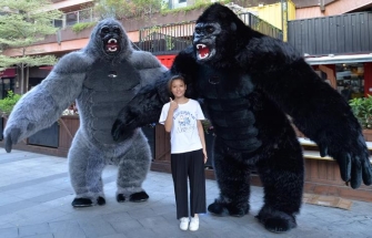 2.6m Giant Walking Inflatable King Kong Mascot Costume Prop for Events
